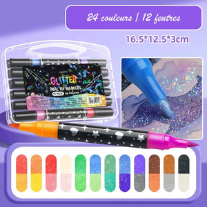 Feutre Paillette 24 couleurs