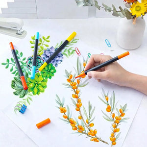 Feutres double pointe pinceau et fine pour création artistique