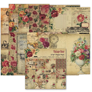 Lot Papier Scrapbooking Rose Vintage