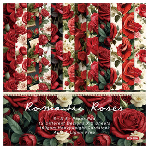Lot Papier Scrapbooking Roses Rouges