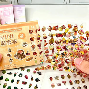 Carnet de stickers scrapbooking orange : minis gourmandises et pâtisseries holographiques