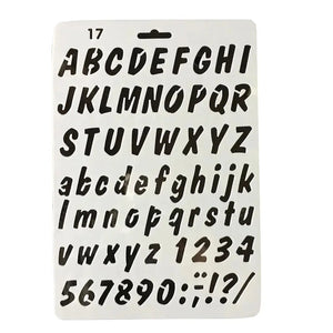 Pochoir alphabet grand format police marqueur main libre, alphabet complet et chiffres