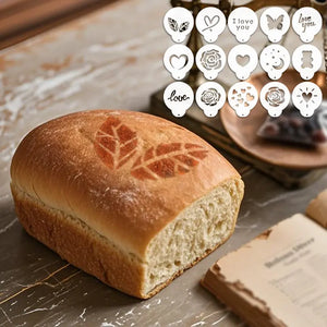 Pochoir Café motif feuille sur pain artisanal