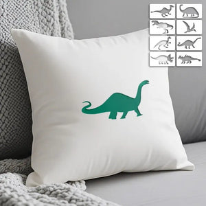 Pochoir Dinosaure brontosaure vert sur housse de coussin