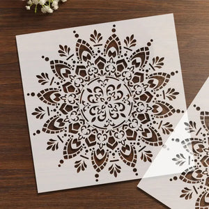 Pochoir Gyroscope grand mandala fleur géométrique