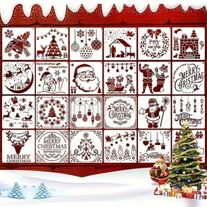 Pochoir Joyeuses Fêtes calendrier de l'avent thème Noël