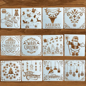 Pochoir Joyeuses Fêtes douze motifs Noël assortis