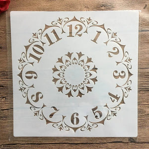 Pochoir Mandala Boussole horloge ornée vintage et mandala