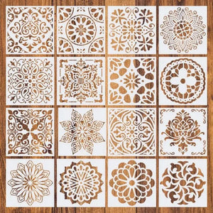 Pochoir Mandala seize motifs orientaux variés assortis