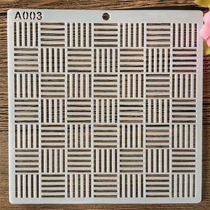 Pochoir trame de hachures croisées pour effet tissé en scrapbooking