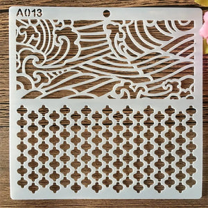 Double pochoir vagues et grille en perles pour fond de page créatif