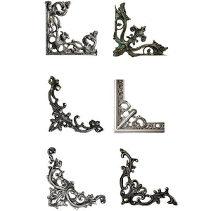 Coins d'angle ornés argent patiné, style ancien pour encadrer vos photos