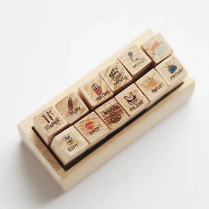 Coffret de tampons Amour scrapbooking en bois : repas et boissons