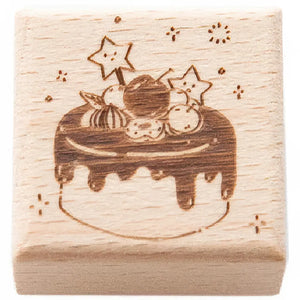 Tampon scrapbooking Endroit Magique, gâteau étoilé en bois