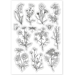 Planche de tampons Printemps scrapbooking en silicone : fleurs des champs