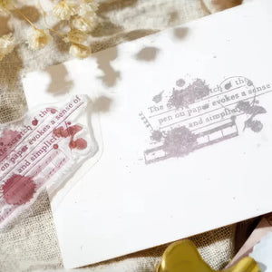 Tampon transparent scrapbooking, empreintes vintage sépia imprimées sur papier