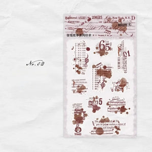 Tampon transparent scrapbooking, motif éphéméra vintage et chiffres sépia