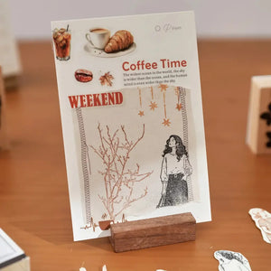 Tampons scrapbooking Personnages, silhouette imprimée sur une carte décorée