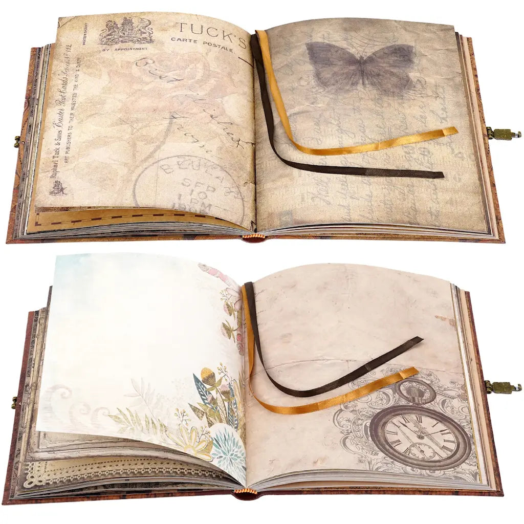 Album Photo Scrapbooking Vintage avec Pages en Parchemin Vieillies
