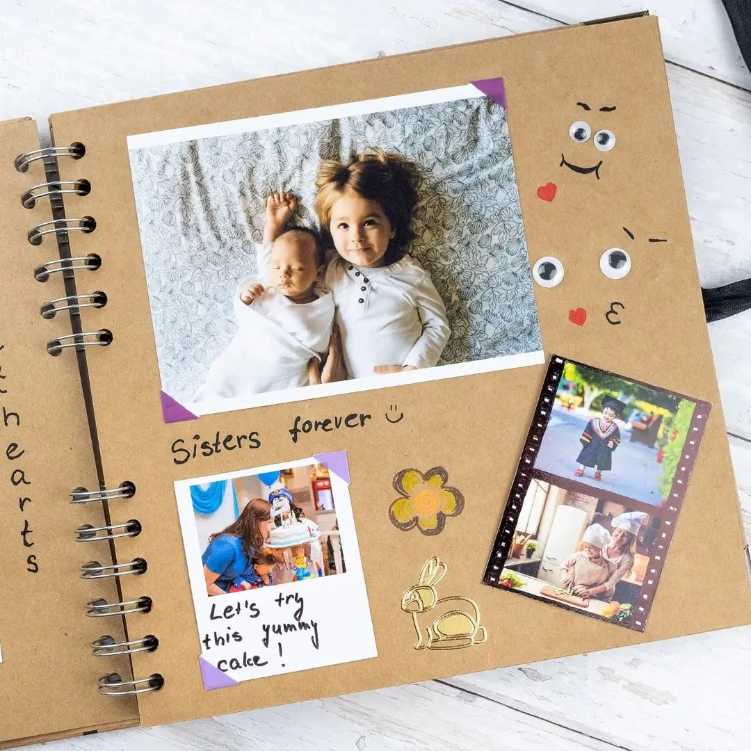 Album Photo en Scrapbooking à Spirales en Kraft pour Souvenirs de Famille