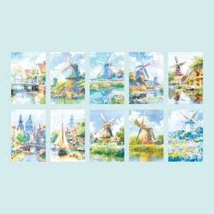 Papier Scrapbooking Thème Voyage Moulin