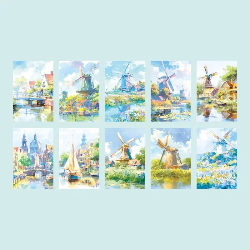 Papier Scrapbooking Thème Voyage Moulin