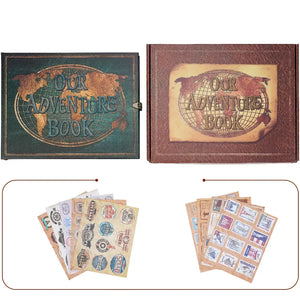Contenu du Paquet avec Album de Voyage Scrapbooking, boîte de rangement, timbres et stickers