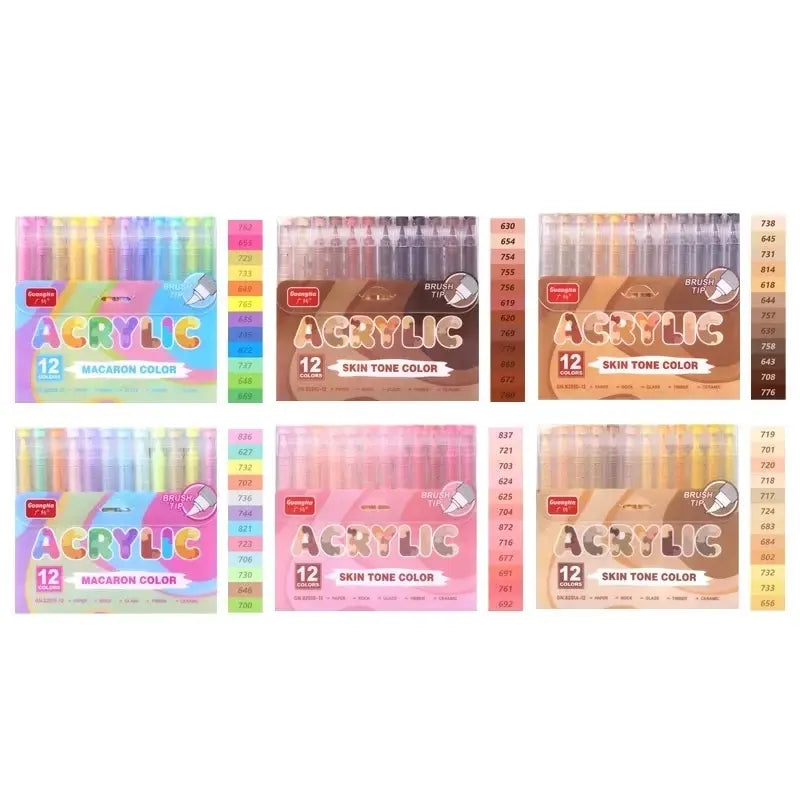 Feutre acrylique pointe pinceau palette macaron et tons chair