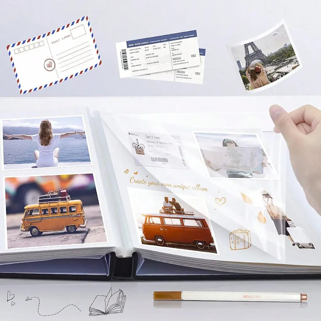 Gros plan sur les créations de scrapbooking en album photo