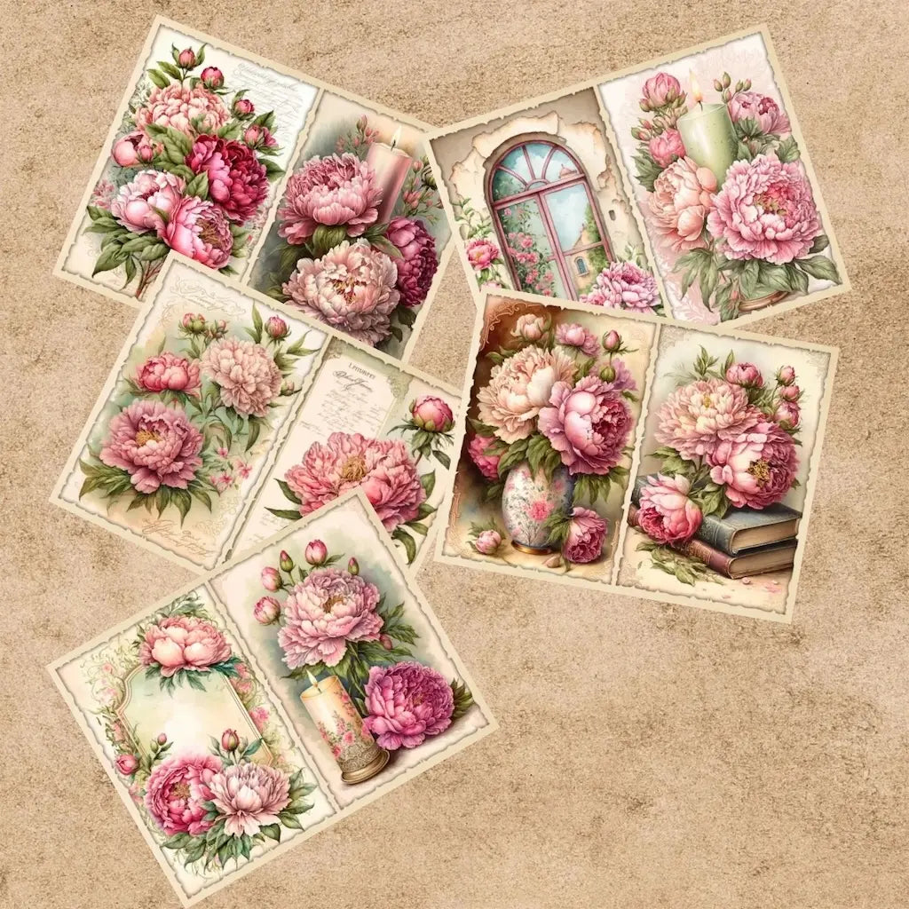 Papier Scrapbook Pivoines