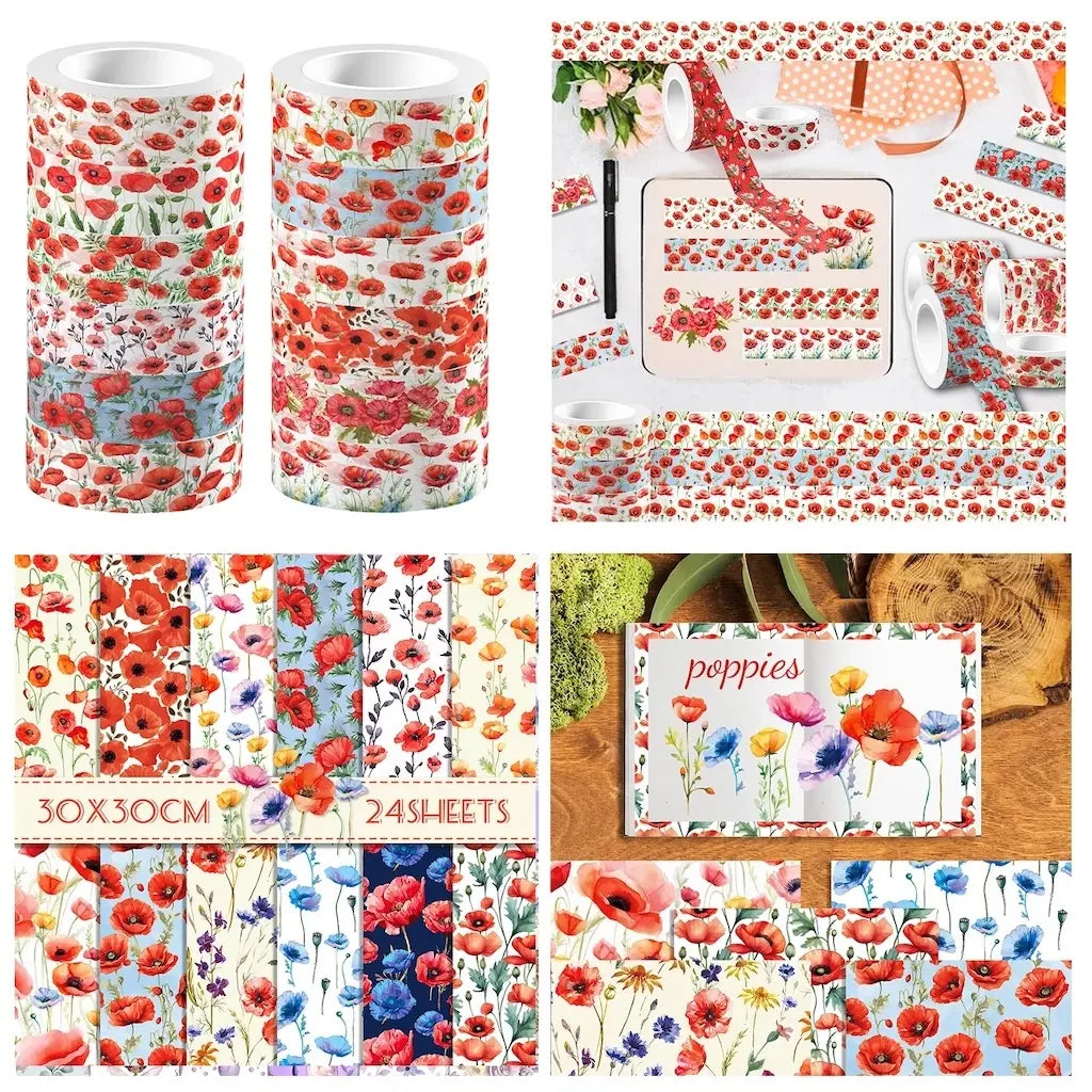 Papier Scrapbooking Coquelicots