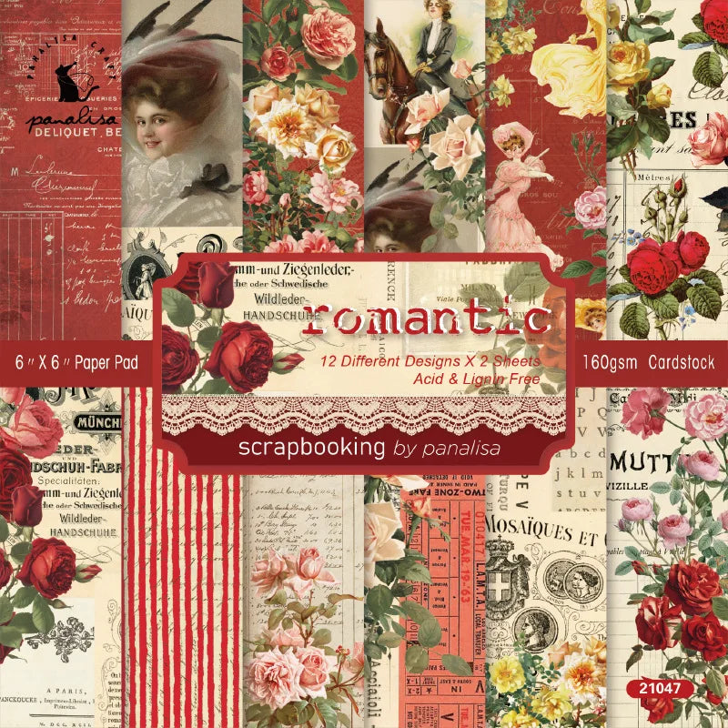 Lot Papier Scrapbooking Romantique