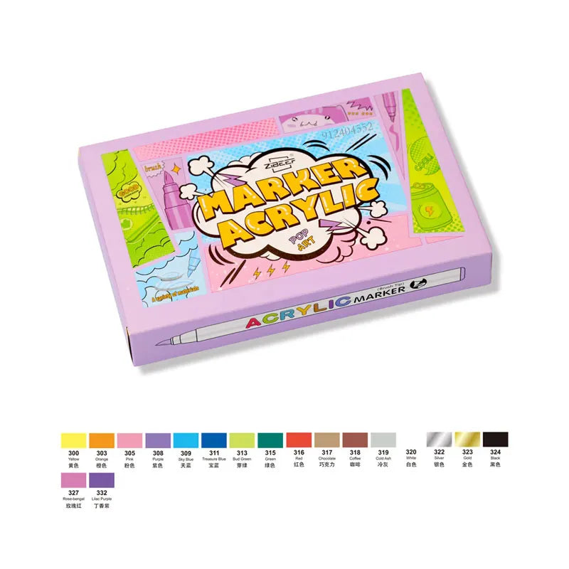 Set de feutres mine pinceau palette 60 teintes numérotées