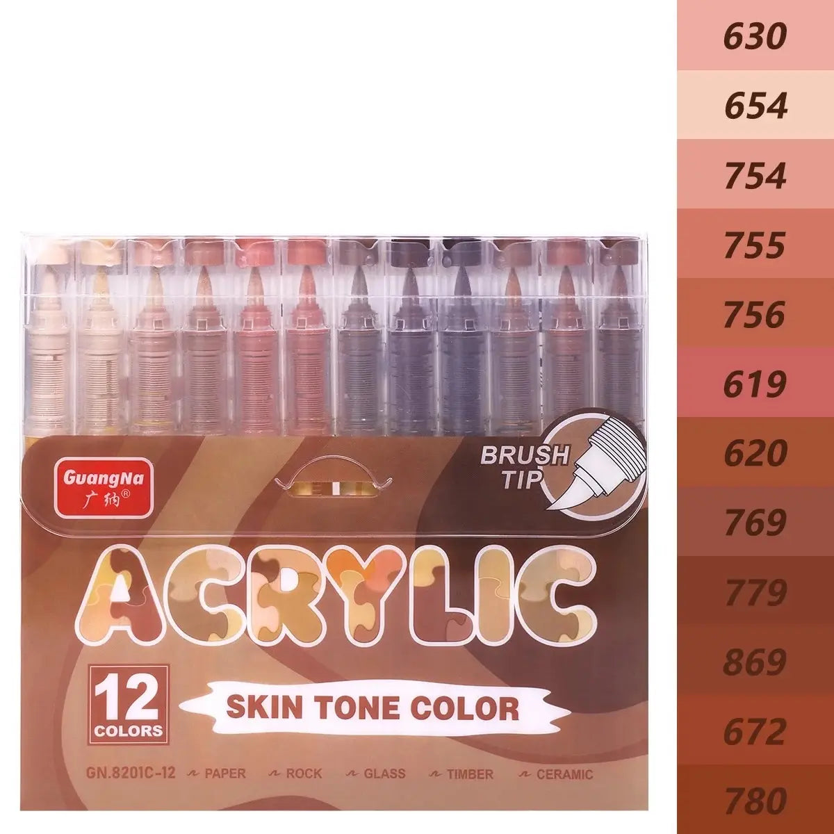 Feutres acryliques pointe pinceau tons chair et macaron