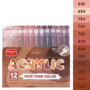 Feutres acryliques pointe pinceau tons chair et macaron