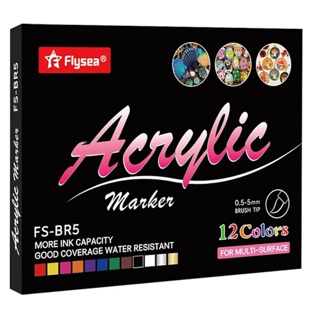 Set de feutres acryliques pointe pinceau 0,5 à 5 mm