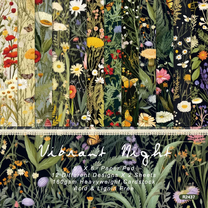Lot Papier Scrapbooking Fleurs des Champs