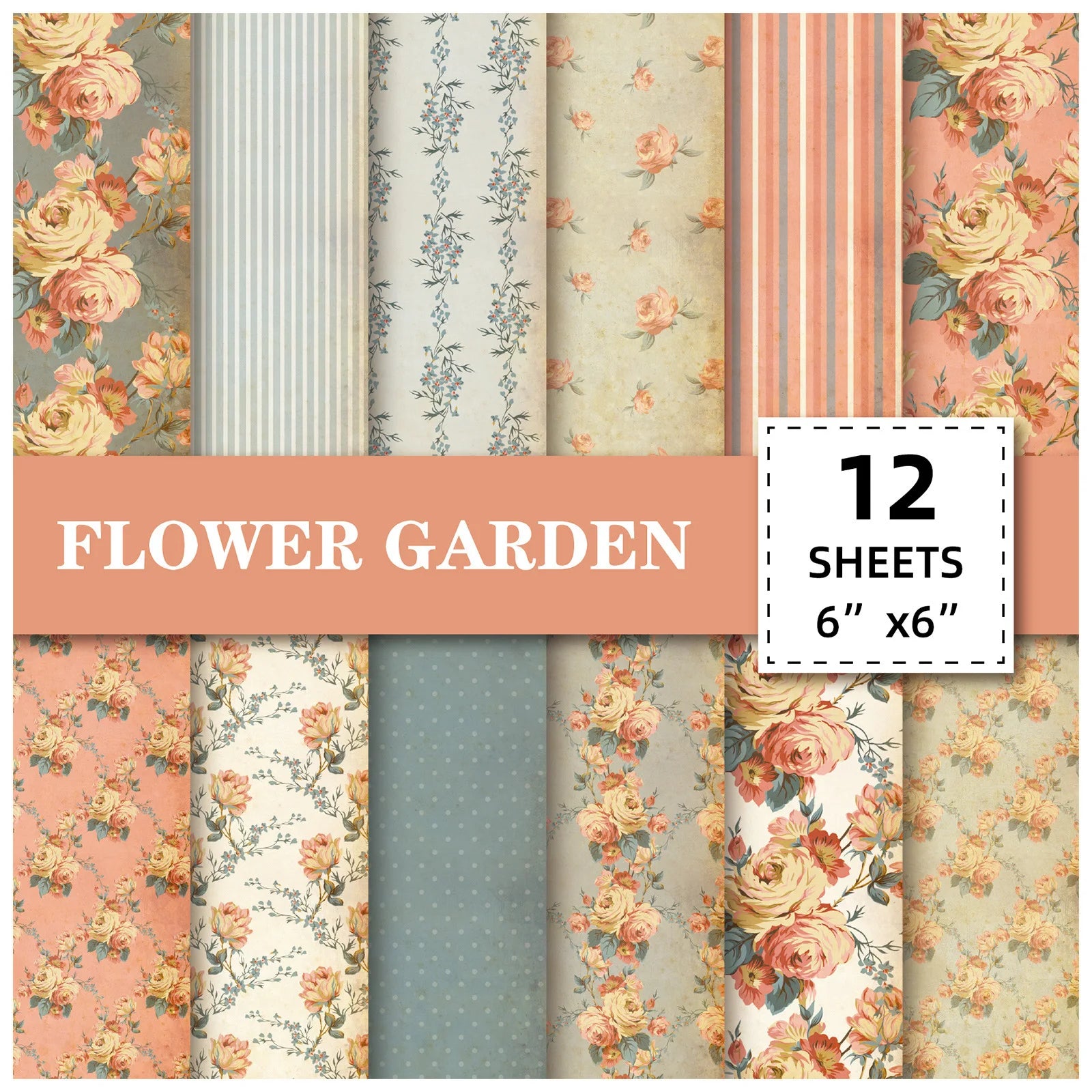 Assortiment Papier Scrapbooking Fleurs Vintage