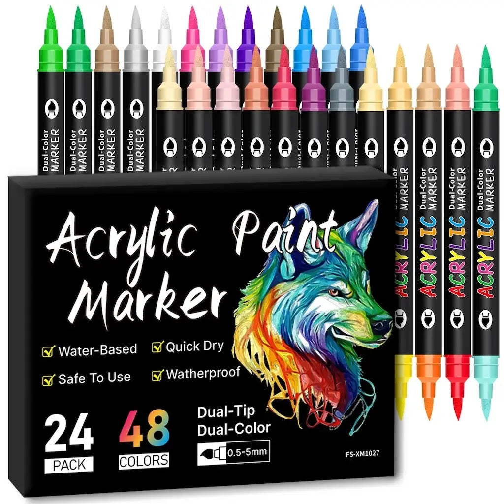 Feutres double pointe acryliques classiques et métalliques