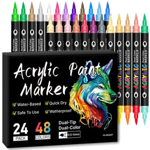 Feutres double pointe acryliques classiques et métalliques