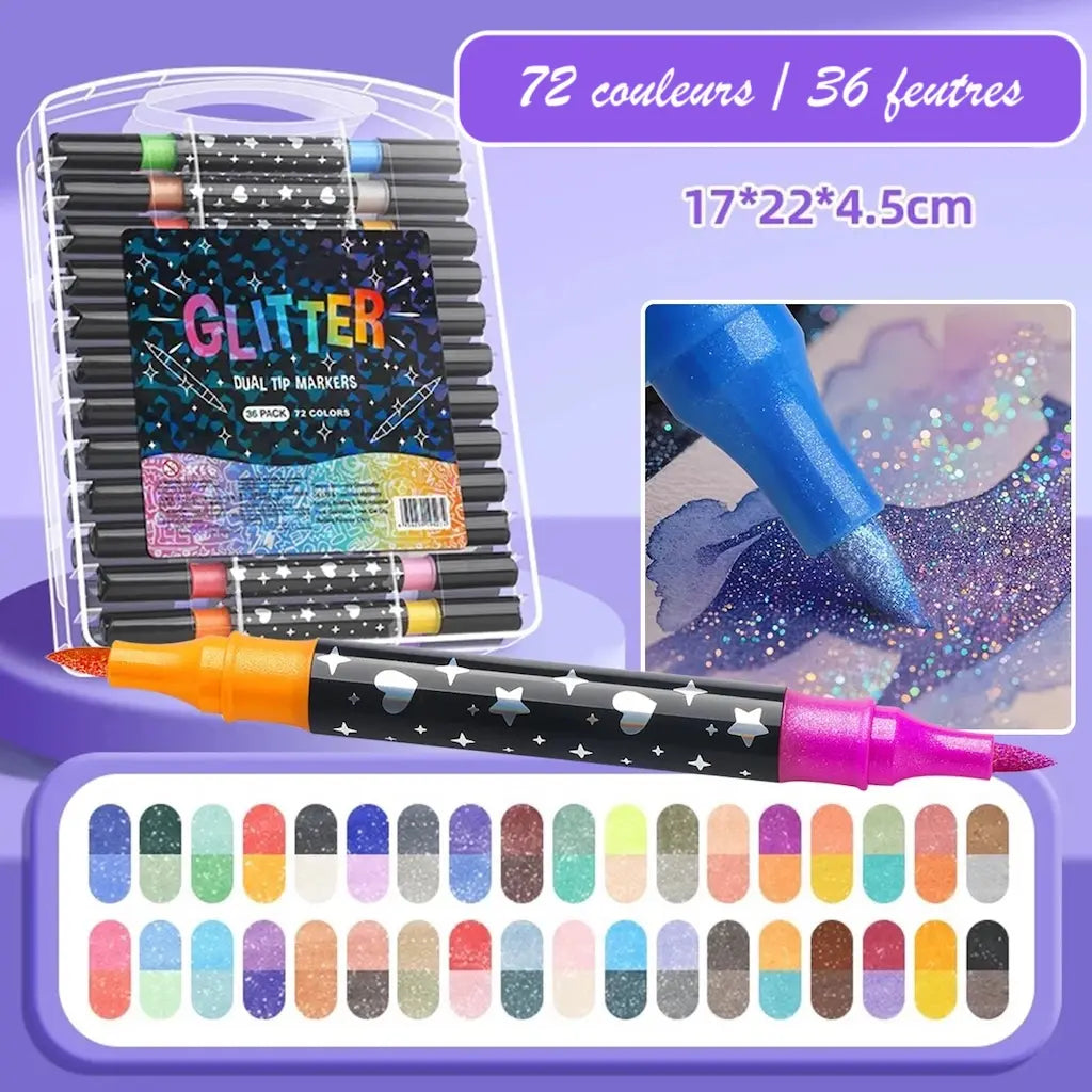 Feutre Paillette 72 couleurs