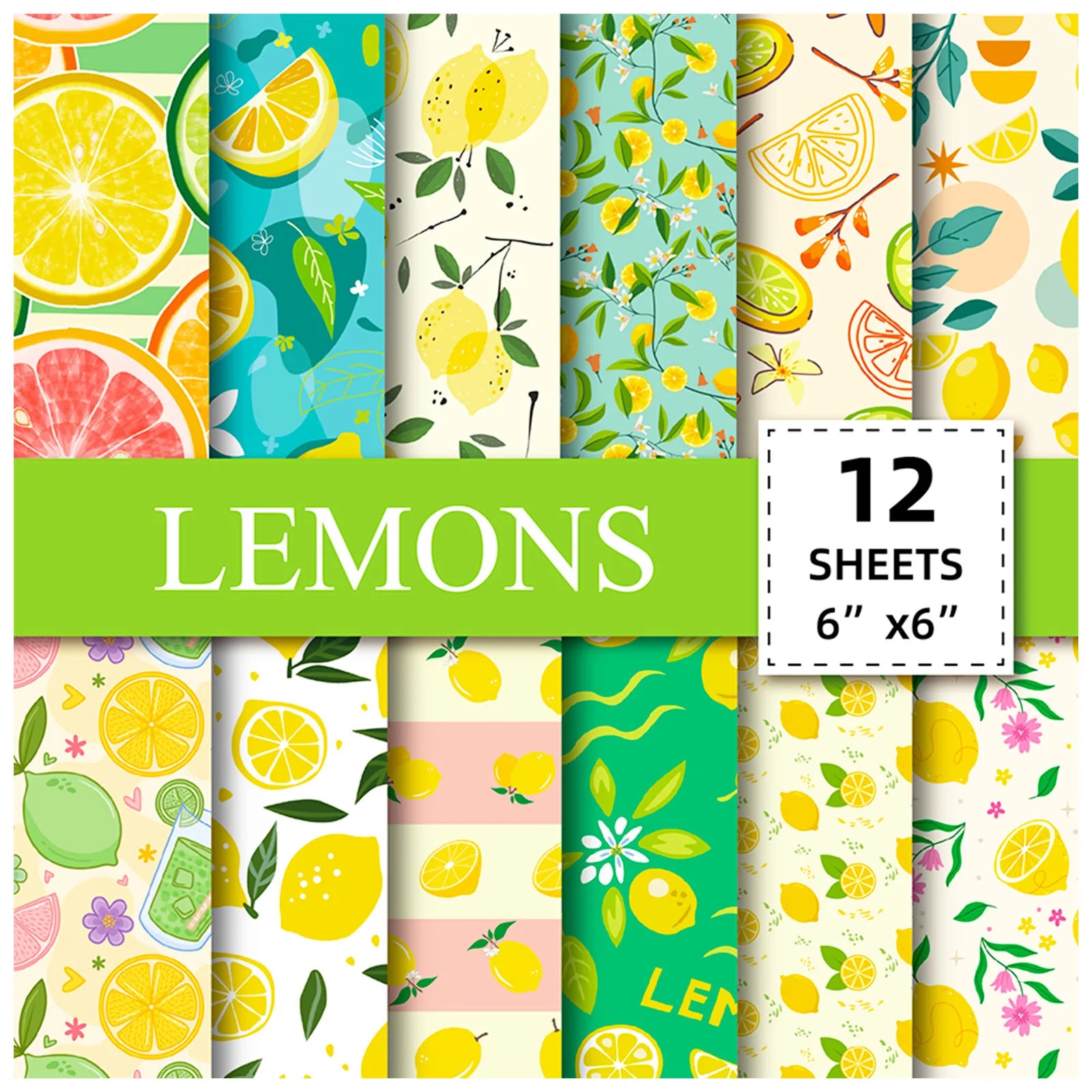 Assortiment Papier Scrapbooking Citrons