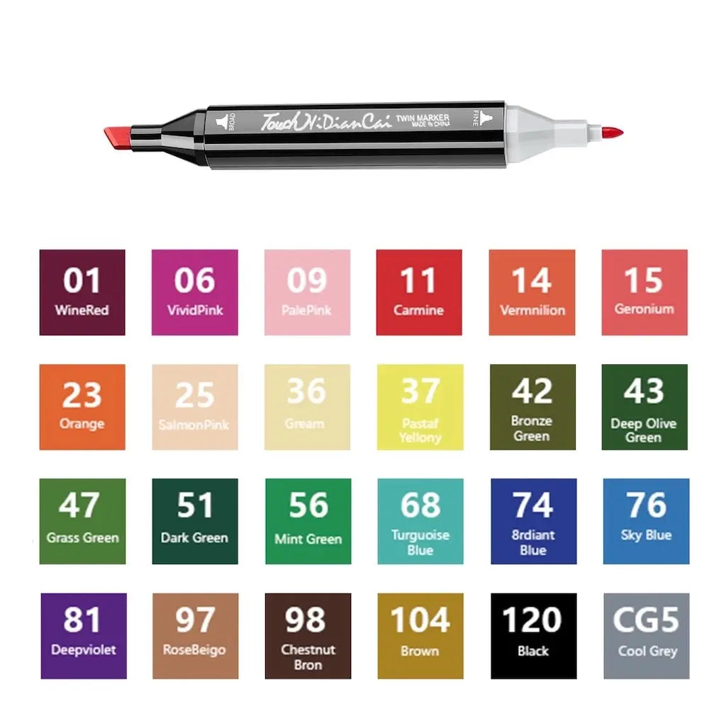 Set de marqueurs permanents double pointe en pochette