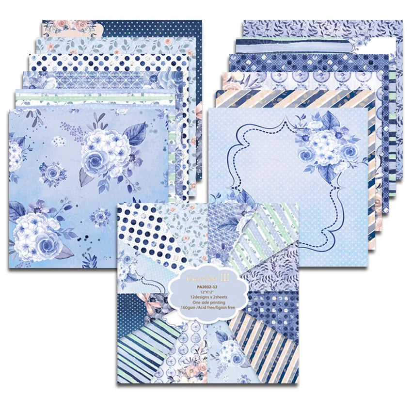 Papier Motif Scrapbooking bleu
