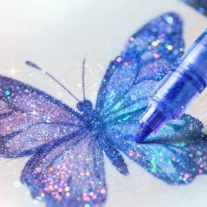 Feutre gel paillettes rendu scintillant sur papier scrap
