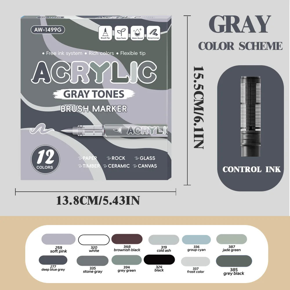 Feutre Pinceau Professionnel Gris