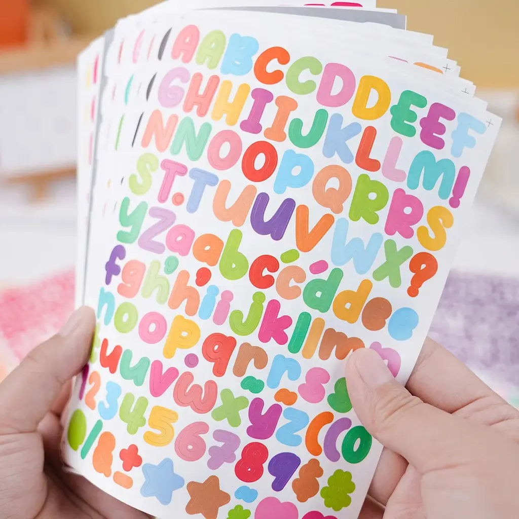 Stickers alphabet scrapbooking en majuscules, minuscules, chiffres et symboles