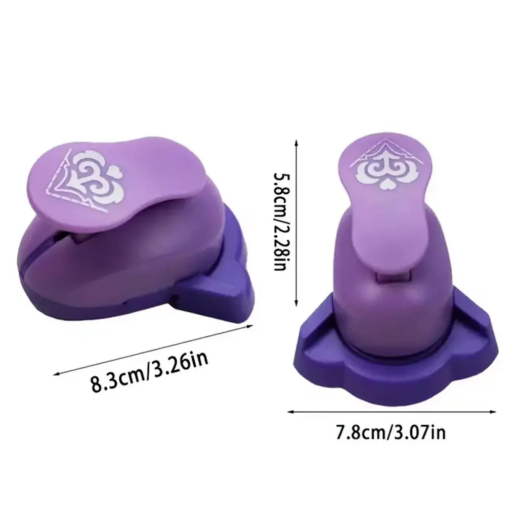 Perforatrice d'angle scrapbooking violette et dimensions du motif de coin