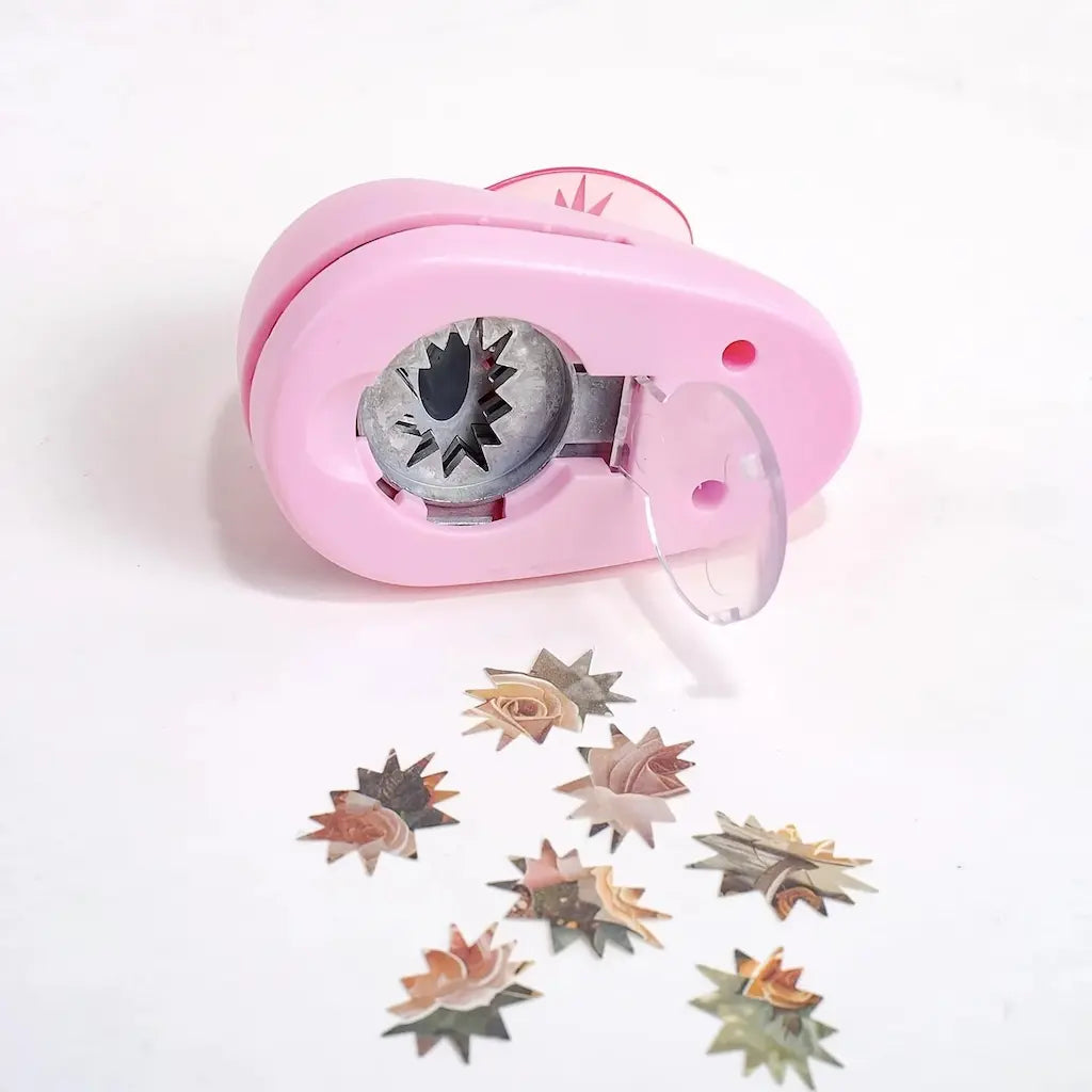 Perforatrice étoile éclatée rose et confettis étoiles pour pages créatives