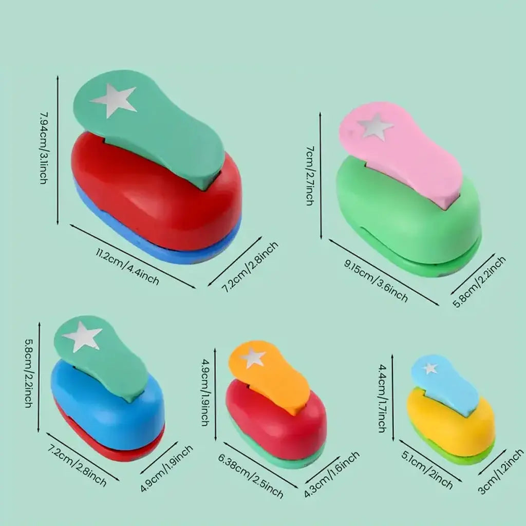 Étoiles découpées à la perforatrice en cinq tailles sur papier coloré